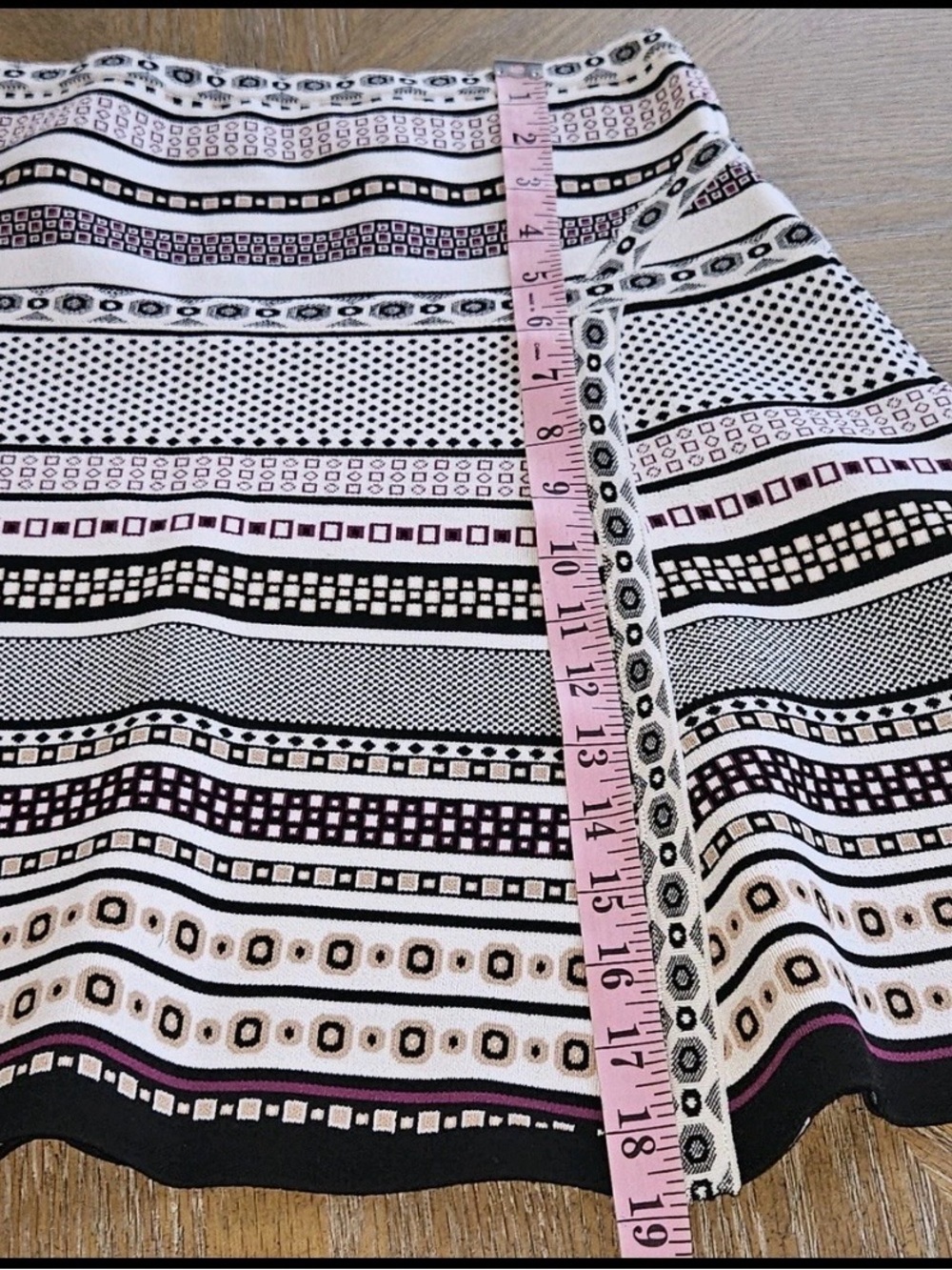 Diane von Furstenberg DVF geometric stripe A-line rayon skirt black white purple - Picture 9 of 11